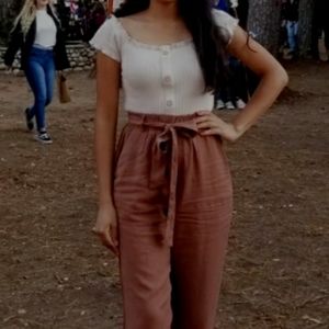 Ribbed beige crop top